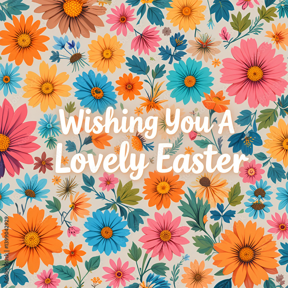 The text in the center reads, Wishing You A Lovely Easter in a playful white font The text in the center reads, Wishing You A Lovely Easter in a playful white font