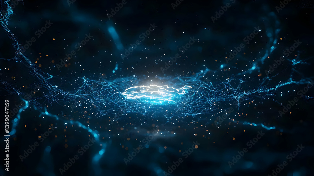 Obraz premium Abstract Digital Blue Light Particle Background