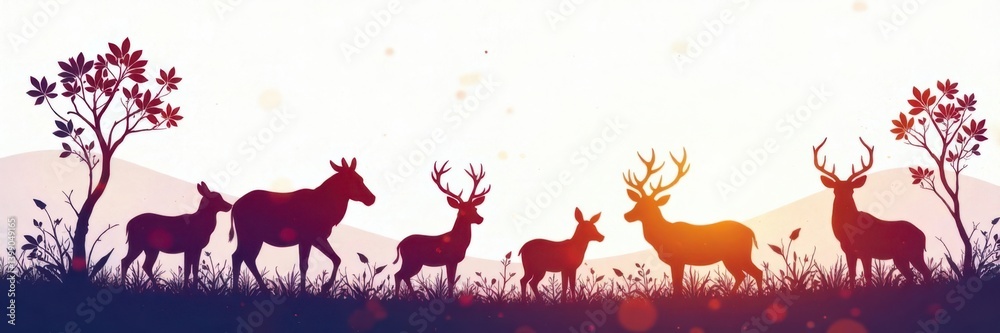 Pattern of animal silhouettes against white background in nature inspired theme , Wildlife Silhouettes, Wild Animals Silhouettes Pattern of animal silhouettes against white background in nature inspired theme , Wildlife Silhouettes, Wild Animals Silhouettes
