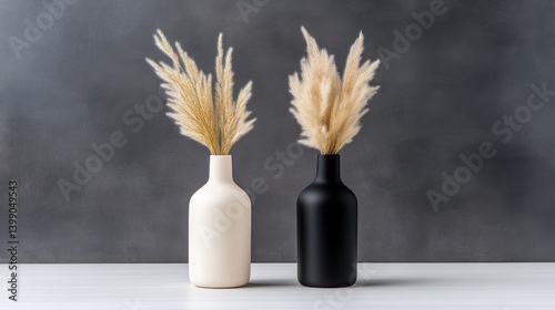 Two simple vases with pampas grass