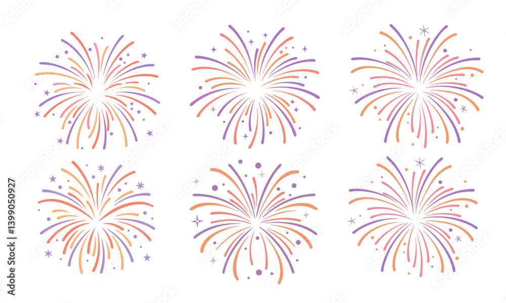 collection of fireworks vector illustration