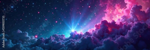 Sparkling aurora lights in a shimmering nebula background, galaxy glow, cosmic shine, shining stars