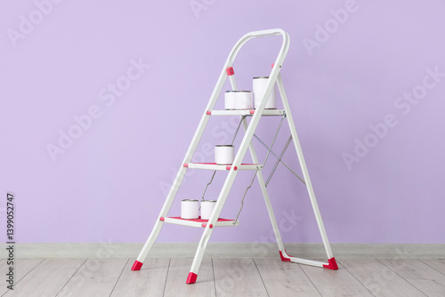 Stepladder with paint cans ...