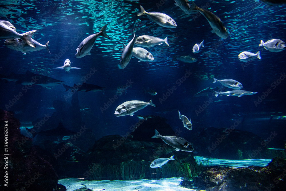 Fototapeta premium Underwater filming of fish. Seabed