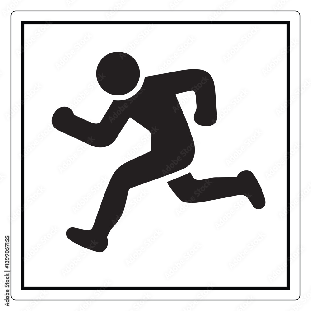 No Running, Warning Running On White Background No Running, Warning Running On White Background