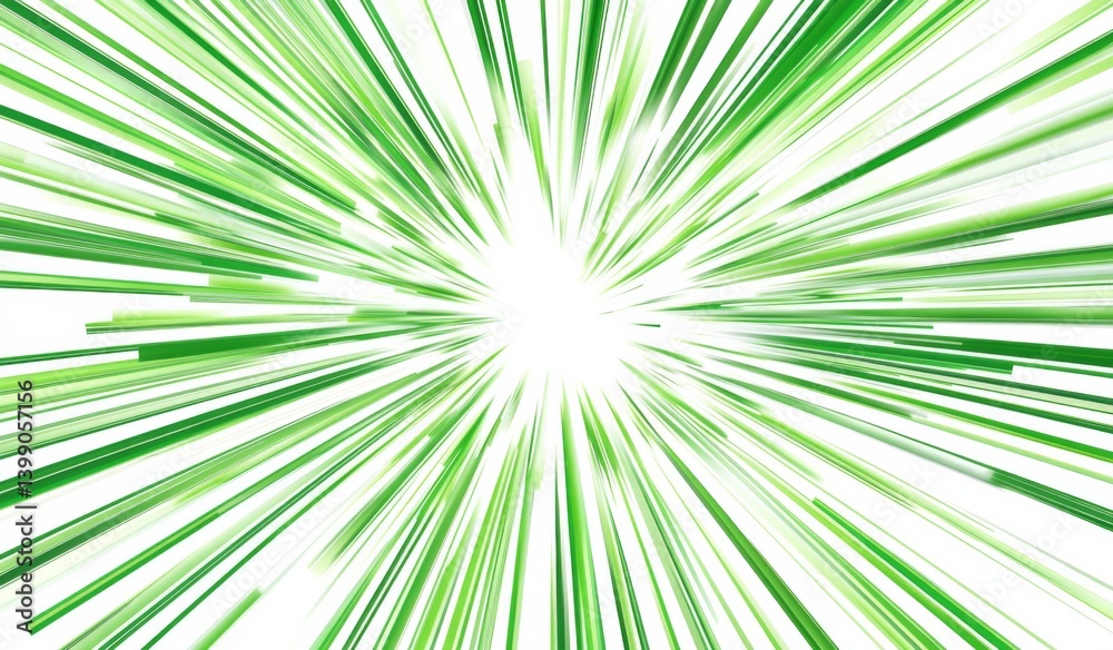 Obraz premium Vector explosion effect with green speed lines on white background