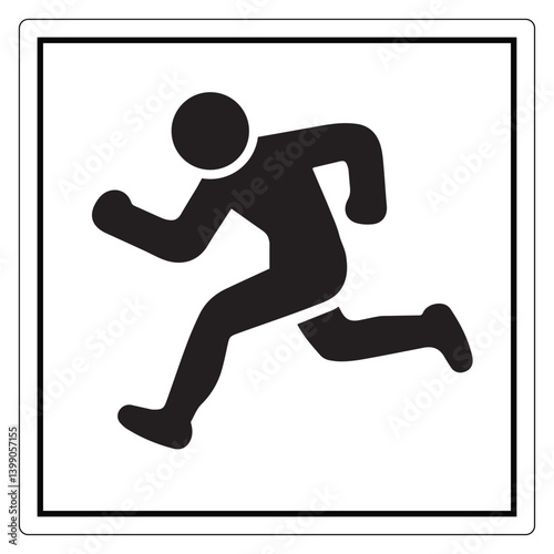 No Running, Warning Running On White Background