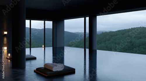 Obraz na płótnie Modern infinity pool with mountain view w salonie
