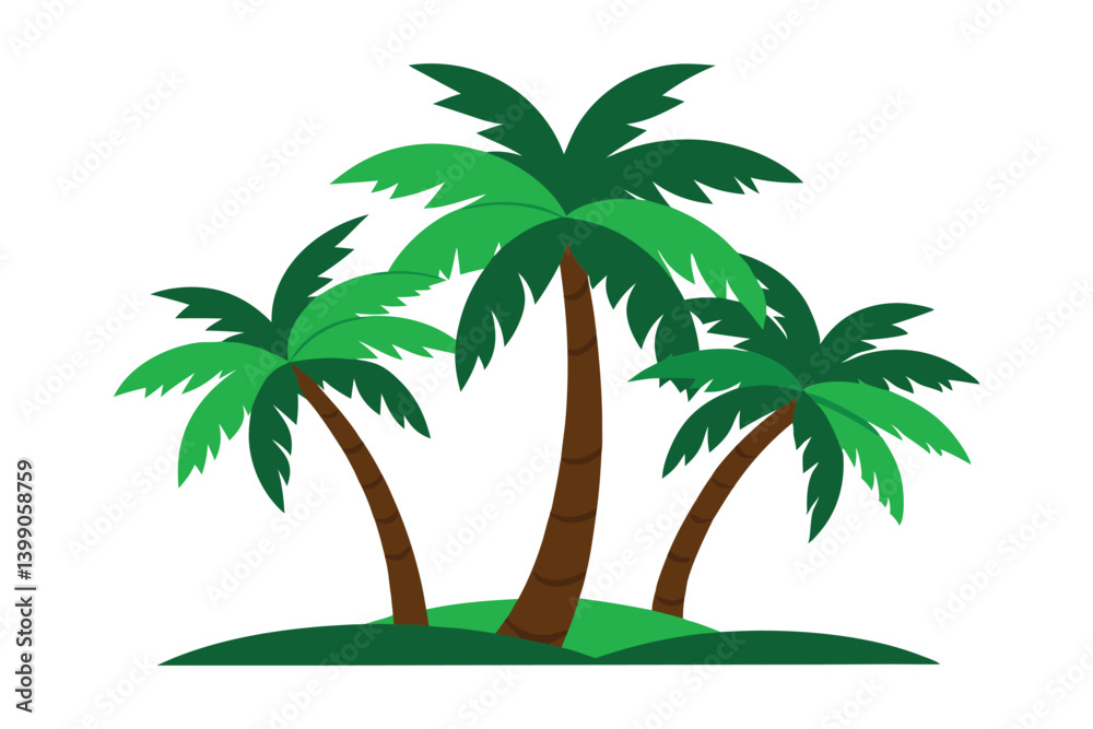 Fototapeta premium palm trees on the beach vector illustration with White background