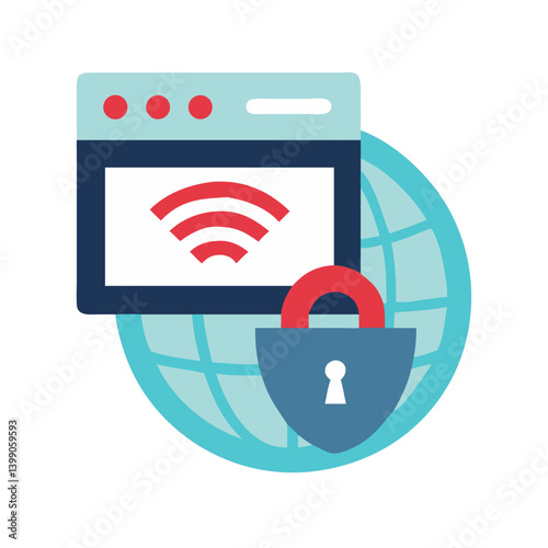 VPN icon representing internet security with globe background  