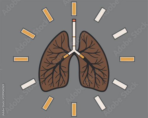Healthy Lungs Illustration with Clock Markers: Respiratory System Health.
