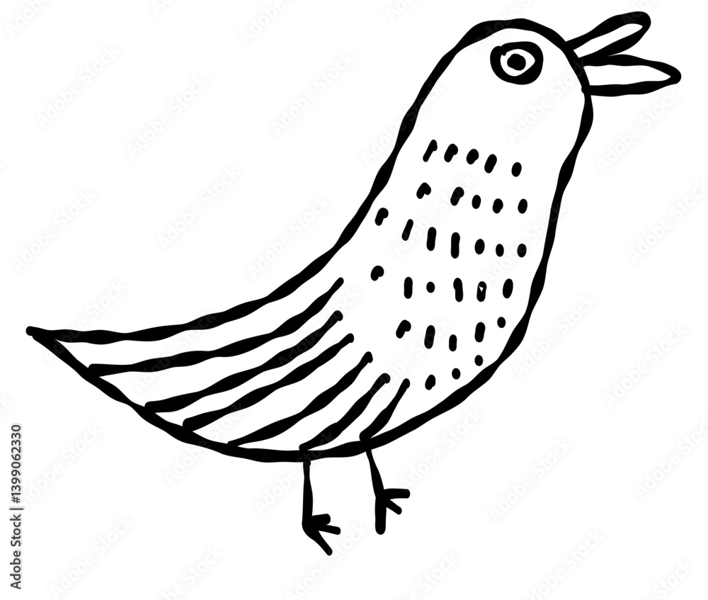 Fototapeta premium 北欧風 ラインアート_Bird8