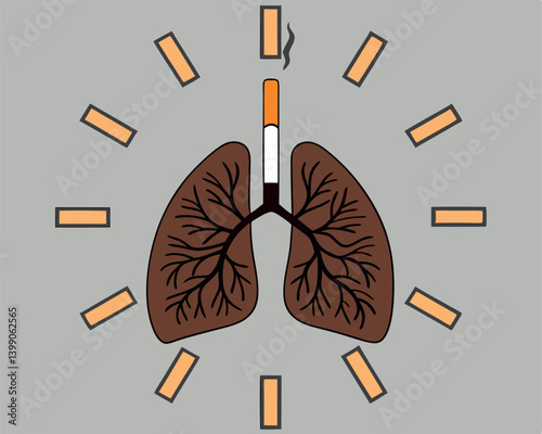 Healthy Lungs Illustration with Clock Markers: Respiratory System Health.