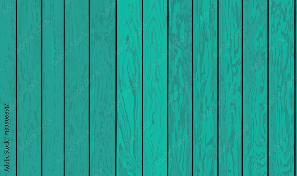 Turquoise wooden texture vertical plank background. For display your products wooden pattern. The textural background design of wood texture in green turquoise. Vector background.