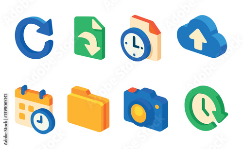 Isometric flat vector set of icons of privacy settings: incognito, data control, block user, cookie settings, app permissions, private browsing, activity log, ad settings. isolated transparent