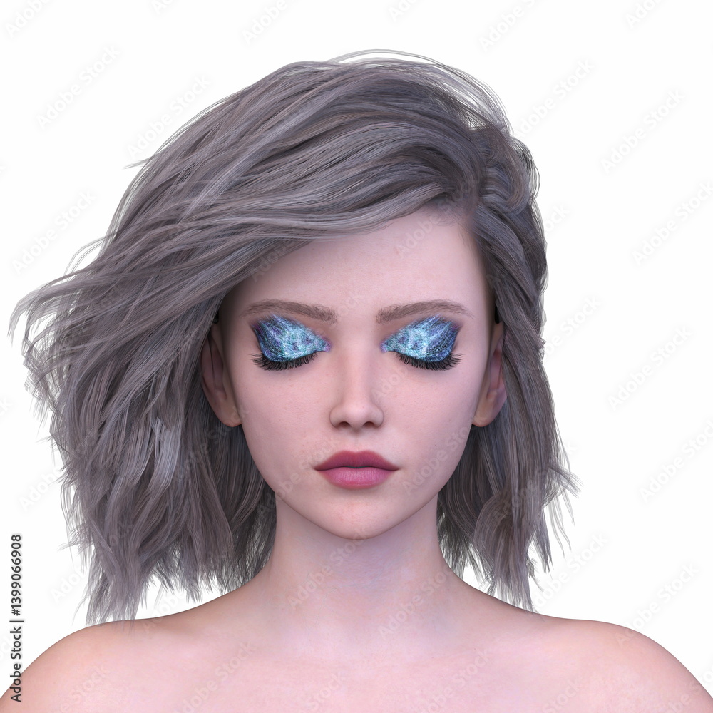 Fototapeta premium 女性の顔アップ 3DCGレンダリング