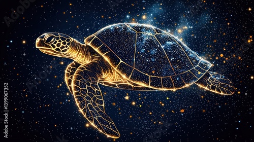Celestial Turtle: A cosmic journey of a sea turtle