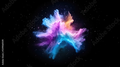 Obraz na płótnie Cosmic Dust Cloud Nebula Vibrant Colors High Definition Central Composition Swirling Patterns Celestial Expansion Black Space Neon Hues Perfect for Sci-Fi Designs w salonie