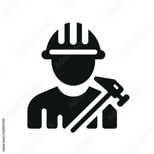 Construction Worker with Hammer in Minimalist Style  