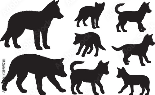 Dingo Pup Silhouette – Minimal Vector Illustration on White Background