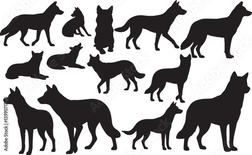 Cuadro en lienzo Dingo Silhouette – Minimal Vector Illustration on White Background