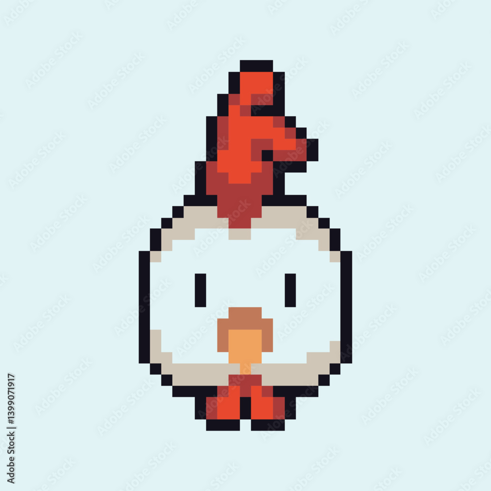 Fototapeta premium this is a chicken in pixel art with colorful color,this item good for presentations,stickers, icons, t shirt design,game asset,logo and project.