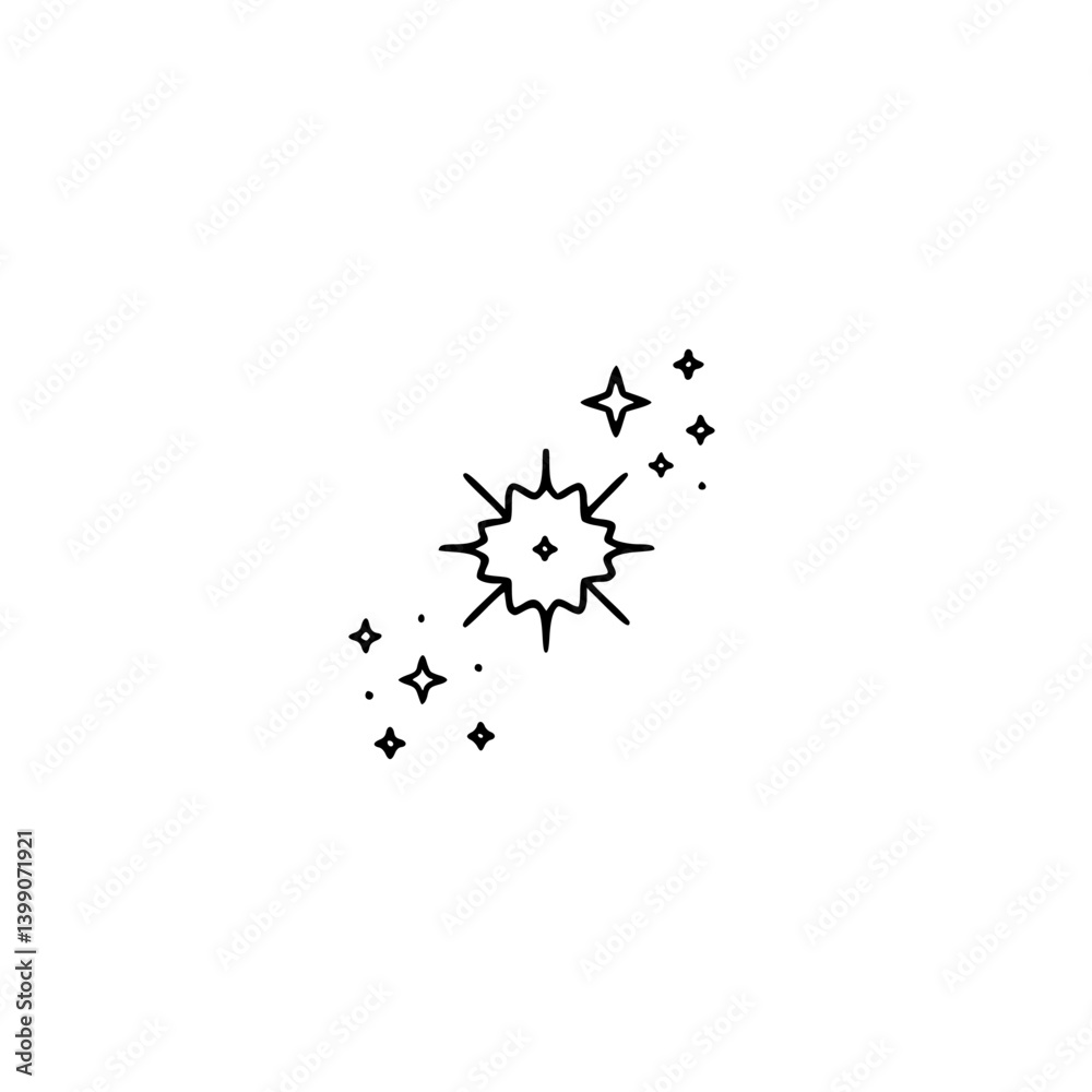 Obraz premium Minimalist Sparkle Effect Illustration: Black Lines on White