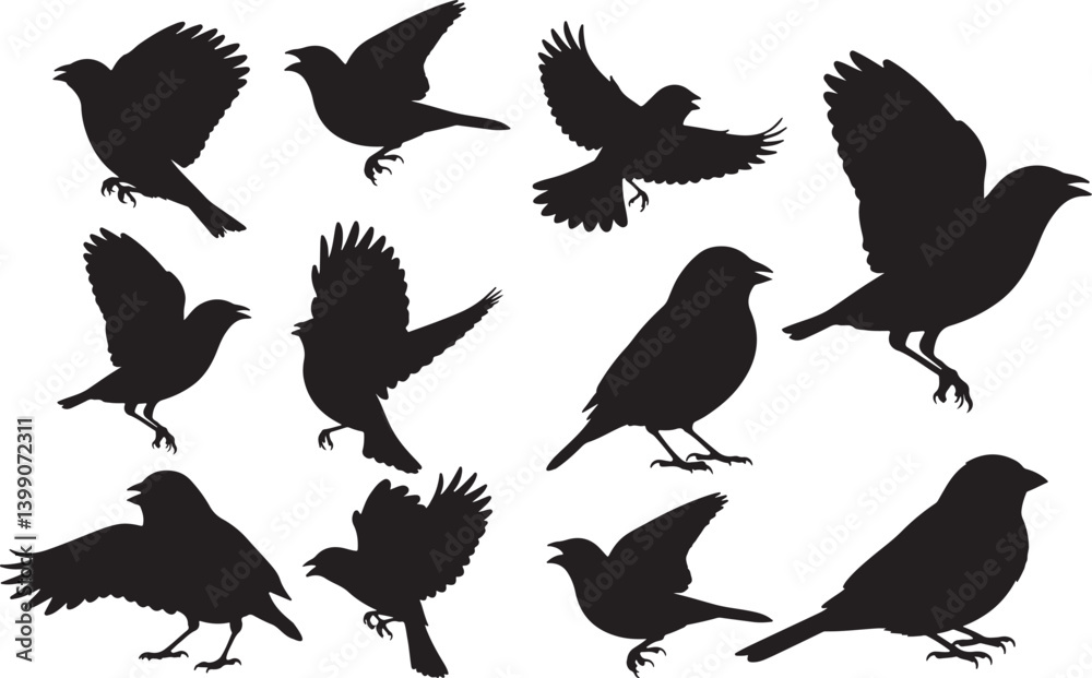 Obraz premium Indigo Bunting Silhouettes