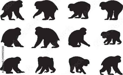 Japanese Macaque Silhouettes