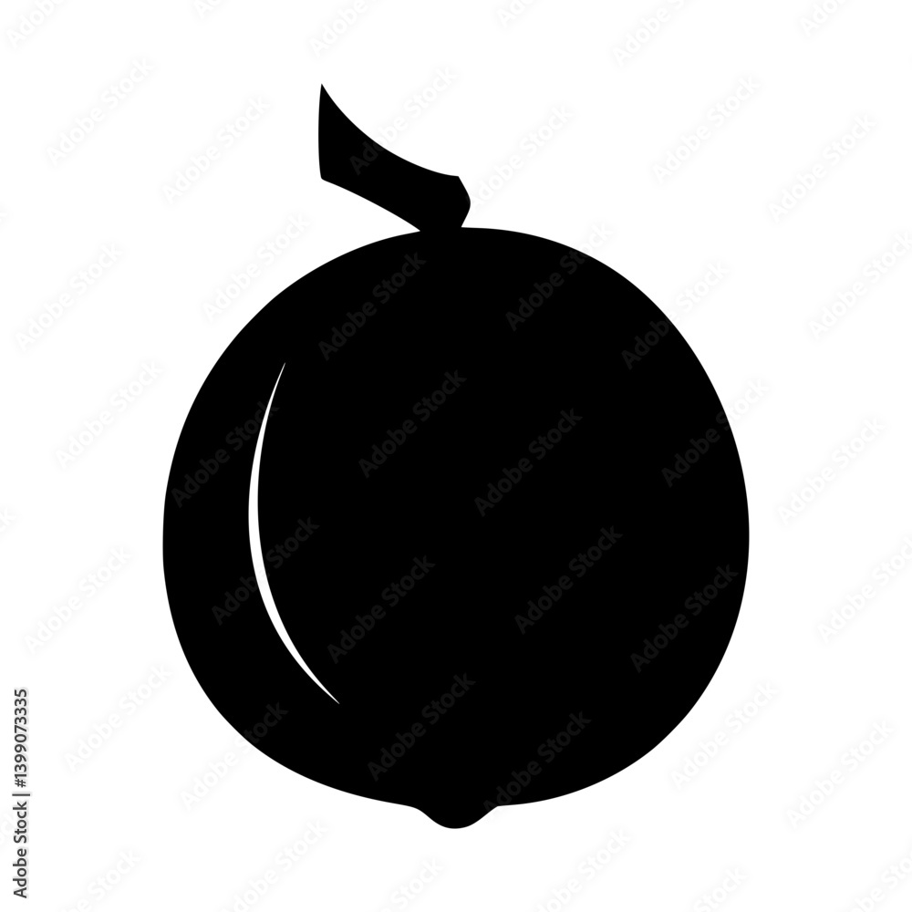 Fototapeta premium Peach Silhouette Icon - Fruit Vector