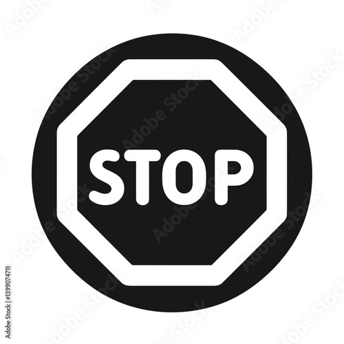 Stop Sign in Bold Black and White Design  