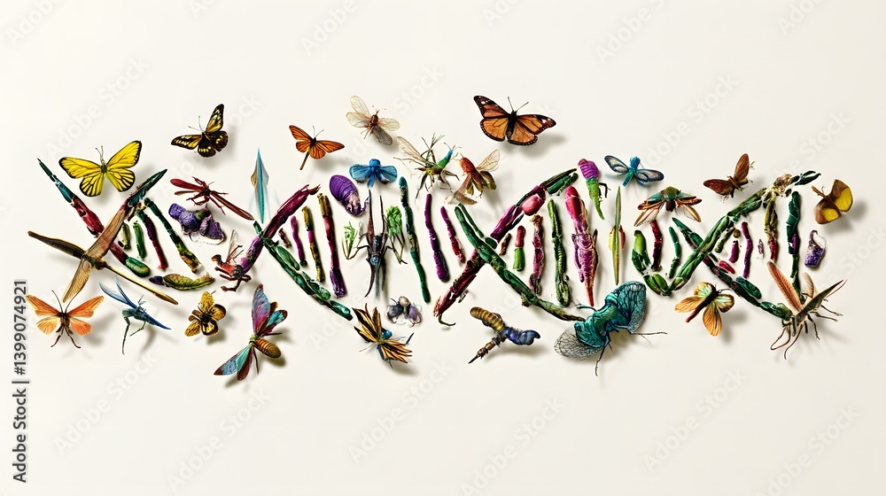 Fototapeta premium DNA Helix Transforms to Life Forms: Evolution's Journey
