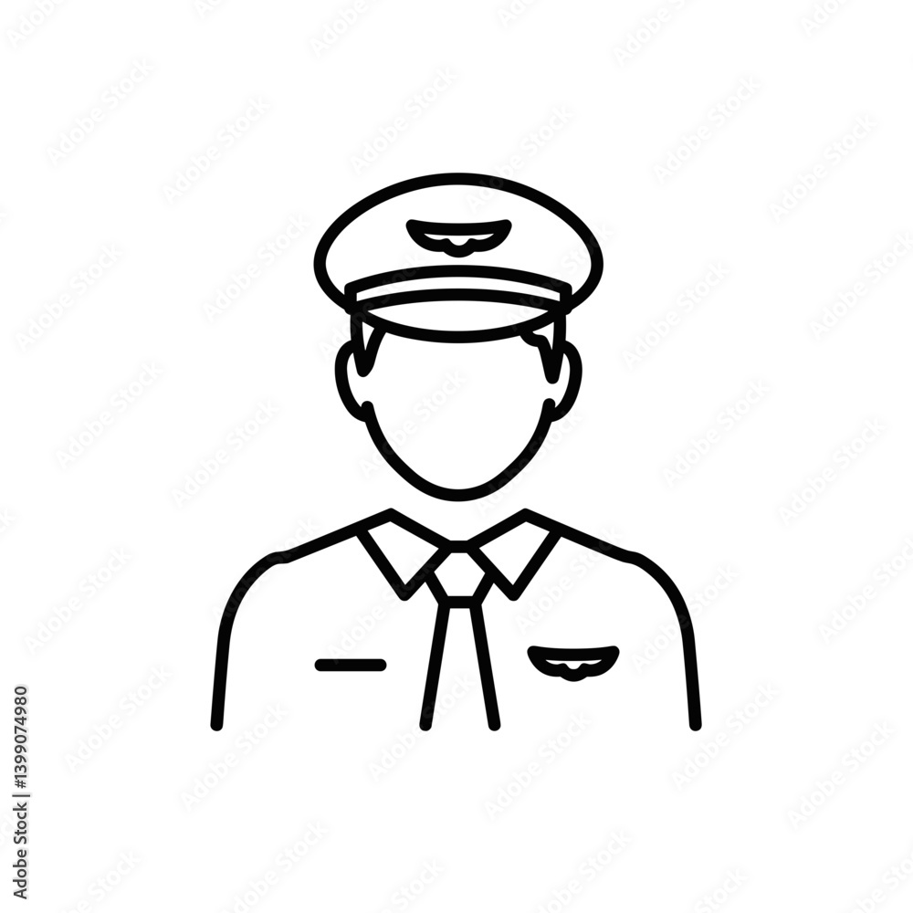 Pilot wearing uniform with hat Pilot wearing uniform with hat