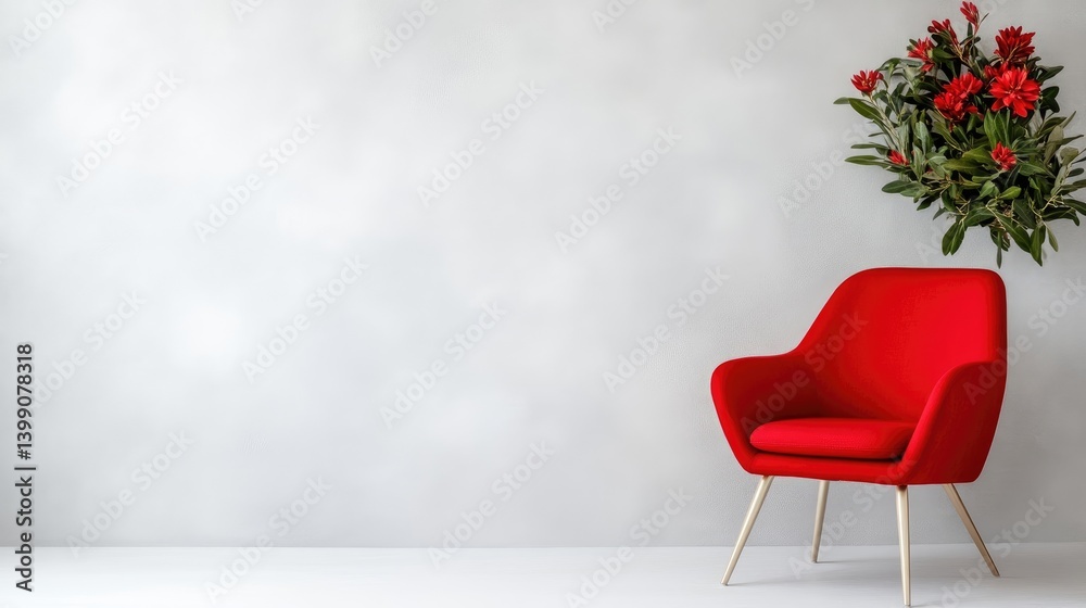 Modern red armchair in a minimalist interior