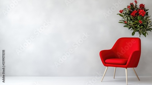 Obraz na płótnie Modern red armchair in a minimalist interior w salonie