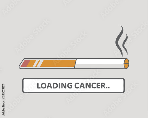 Smoking Loading Cancer Concept: Cigarette with Progress Bar Illustration.
