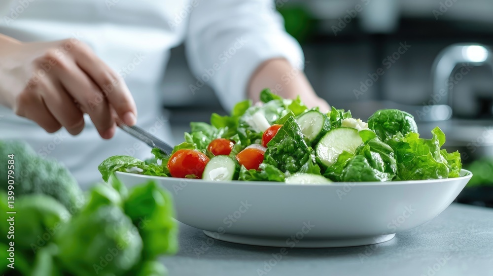 Freshly prepared vegetable salad
