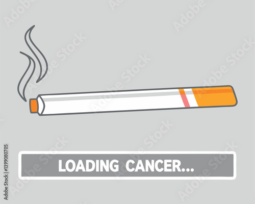 Smoking Loading Cancer Concept: Cigarette with Progress Bar Illustration.