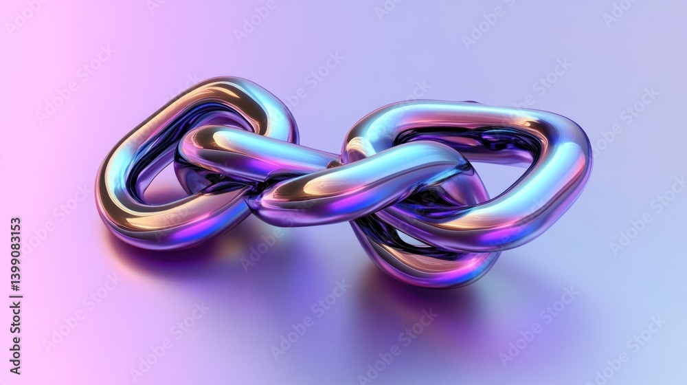 A vibrant, iridescent chain link design. A vibrant, iridescent chain link design.