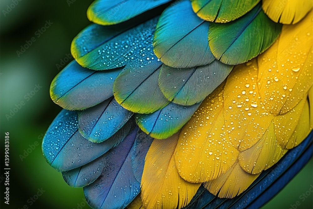 Vibrant bird feathers. AI.
