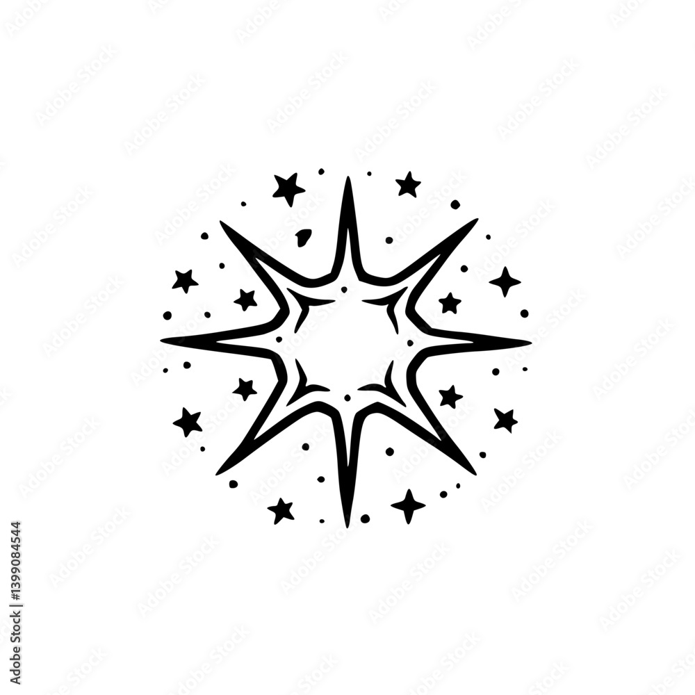 Obraz premium Starburst Abstract Logo: Black & White Graphic Element