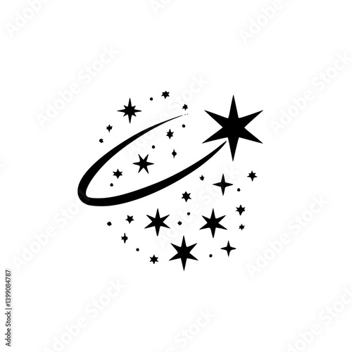 Black and White Starry Sky Icon - Minimalist Design