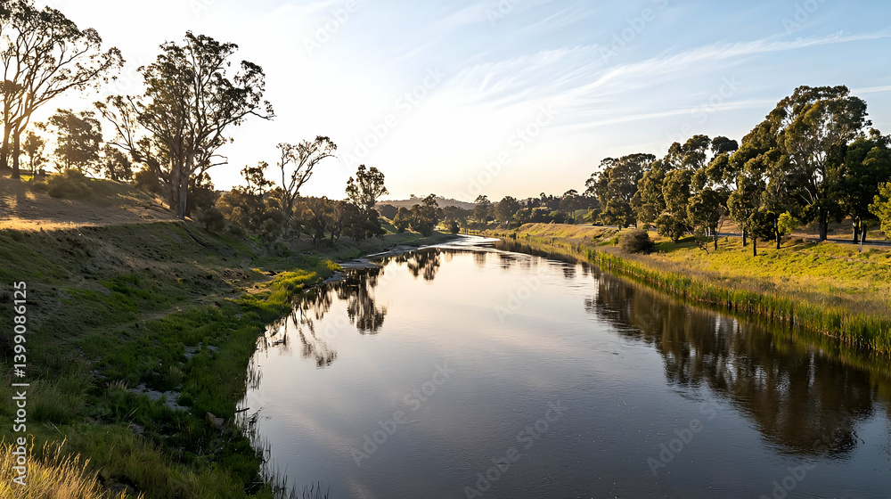 Obraz premium Tranquil River Scene At Sunrise