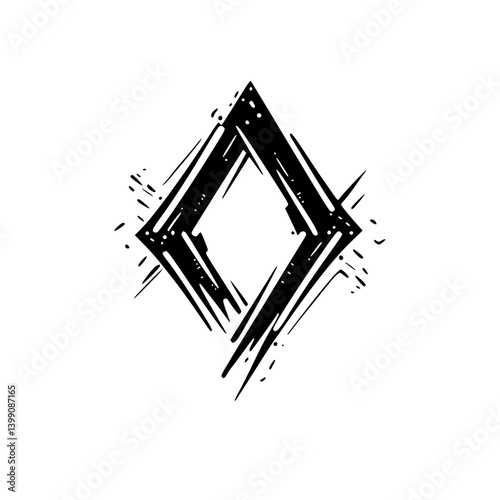 Obraz na płótnie Abstract Diamond Logo: Black and White Ink Splatter Art w salonie