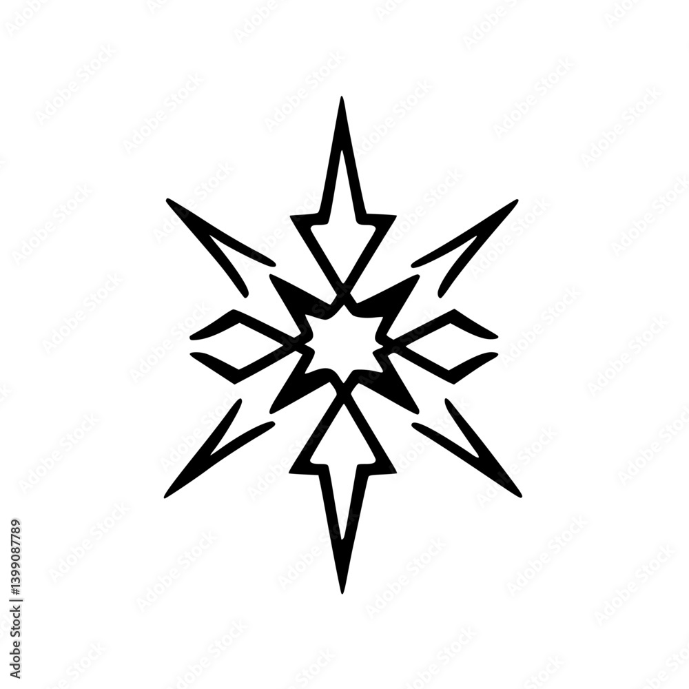 Obraz premium Geometric Snowflake Icon, Vector Illustration on White