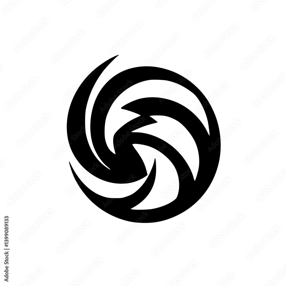 Abstract Swirl Logo in Black and White, Minimalist Design Abstract Swirl Logo in Black and White, Minimalist Design