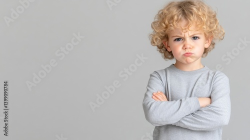 Obraz na płótnie Frowning child with arms crossed w salonie