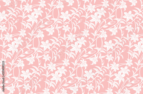 Floral Pattern,  White Lily, Casablanca Motifs, Light pink