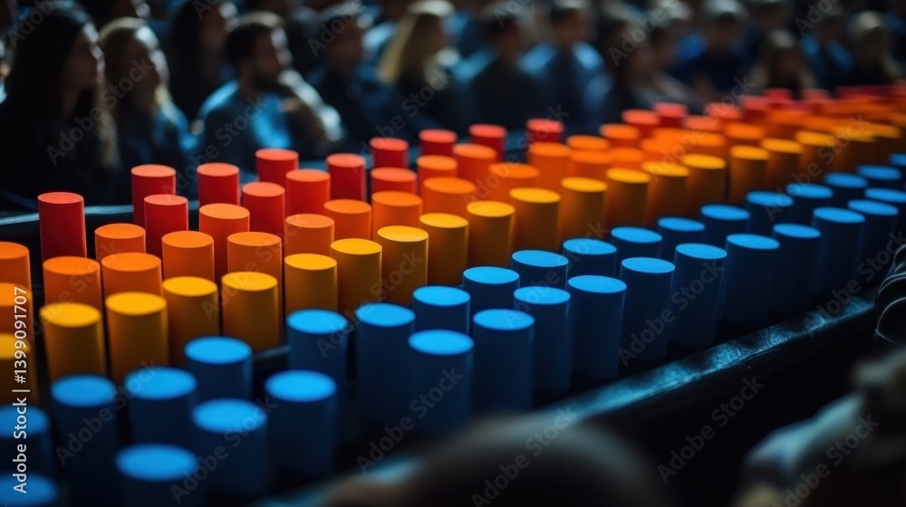 Obraz premium Abstract Colorful Cylinders in a Conference Setting