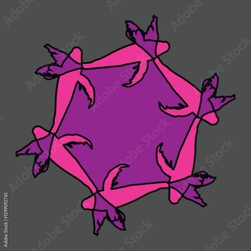Abstract and fauna ceramic motif design with colorful colors on a gray background
